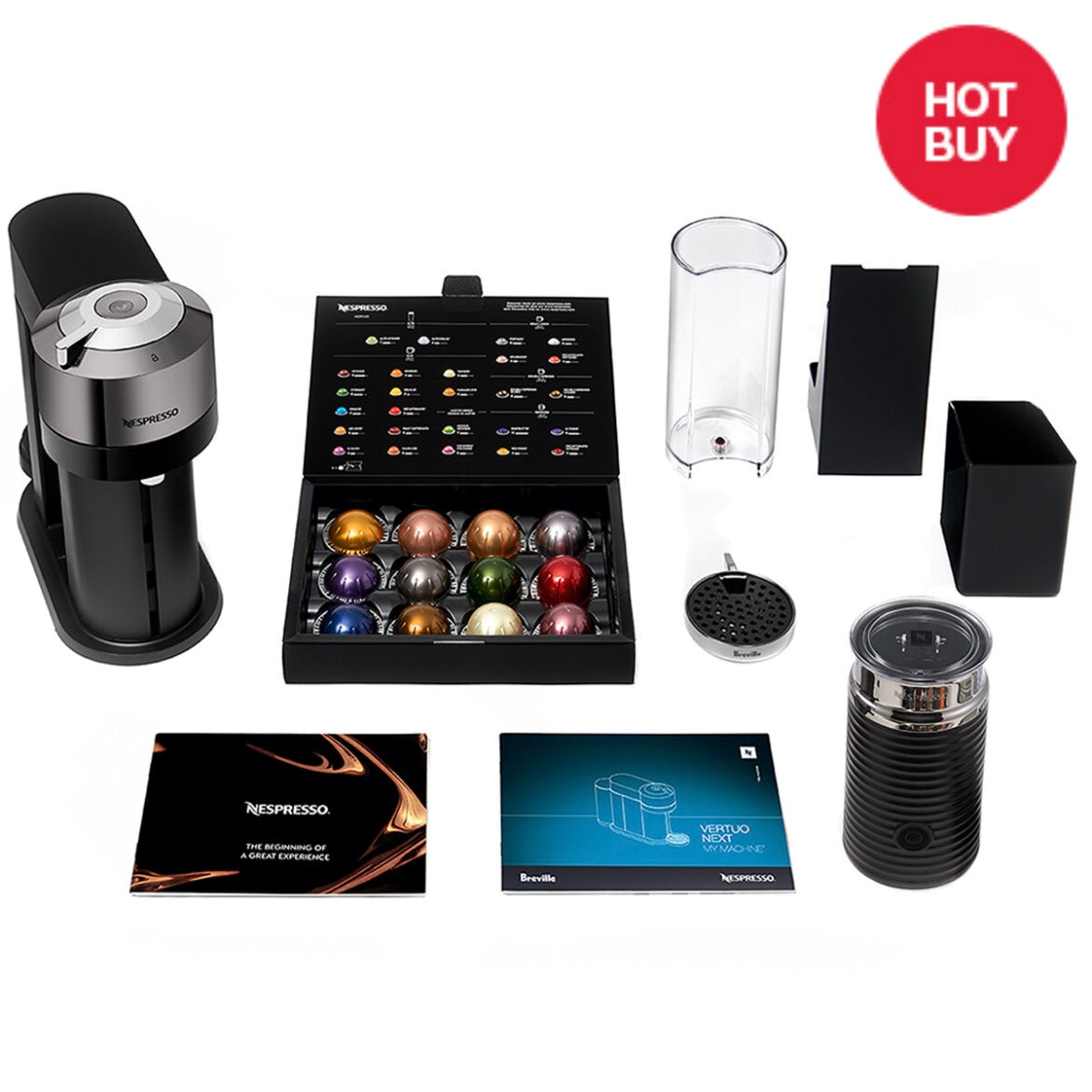 Nespresso Vertuo Next Deluxe Coffee Capsule Machine with Milk Frother Dark Chrome BNV570