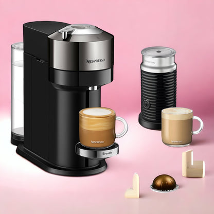 Nespresso Vertuo Next Deluxe Coffee Capsule Machine with Milk Frother Dark Chrome BNV570